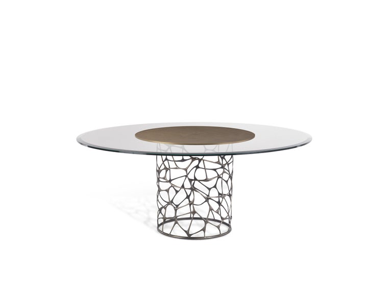 Sioraf Round Dining Table in Metal Base by Roberto Cavalli Home Interiors For Sale