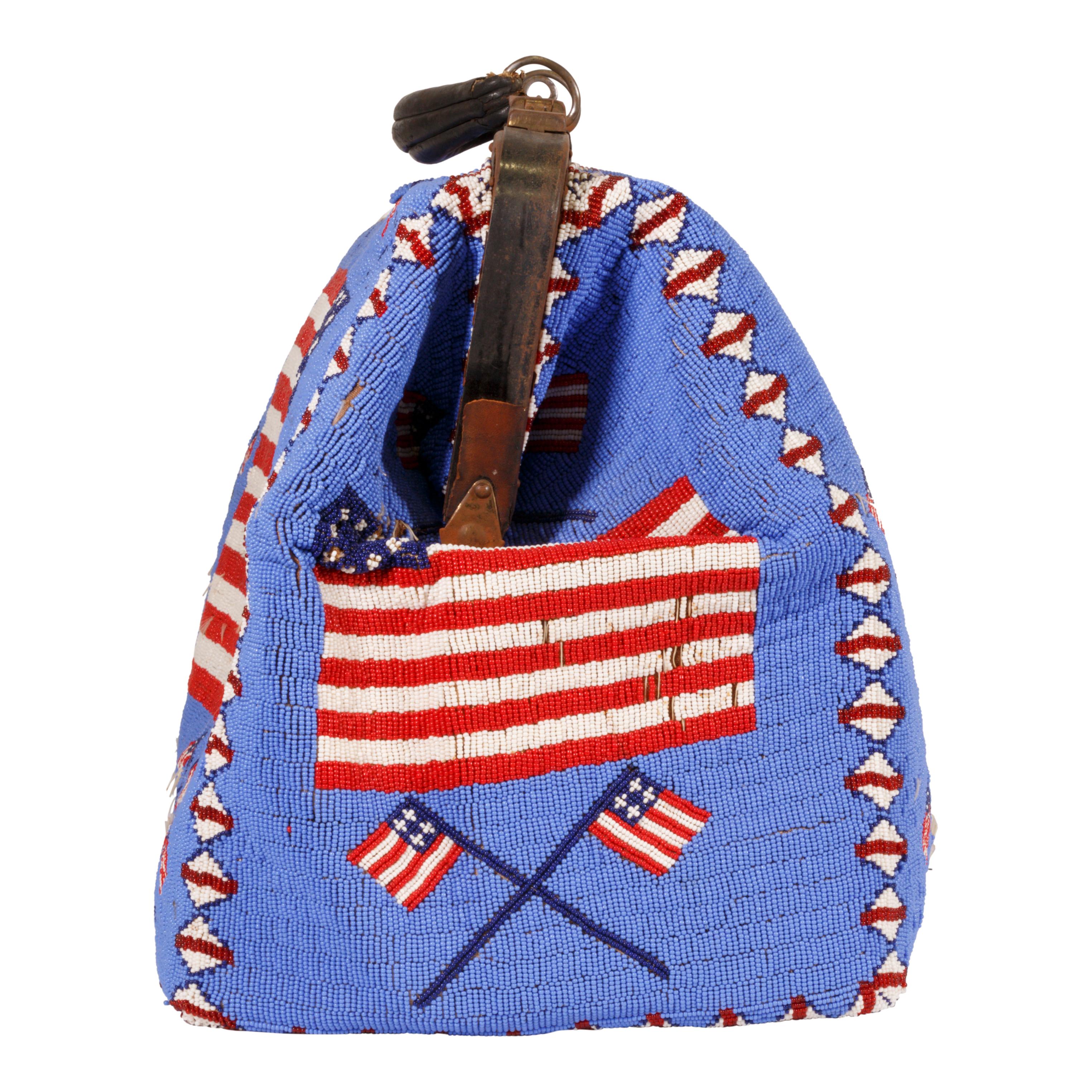 American Sioux Beaded Patriotic Doctor's Bag, Early 20th Century For Sale