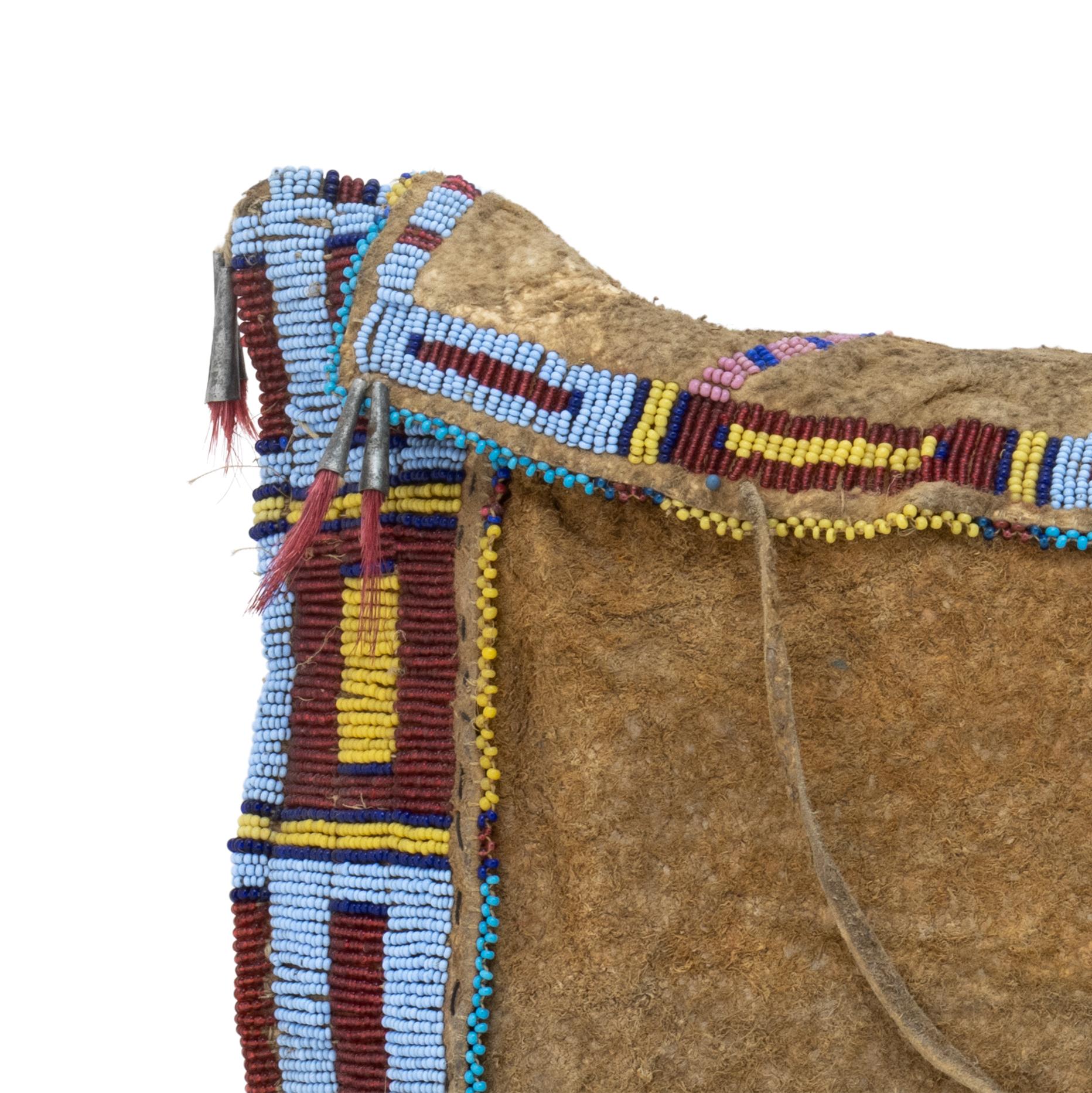 19th Century Sioux Brain Tanned and Beaded Work Bag For Sale