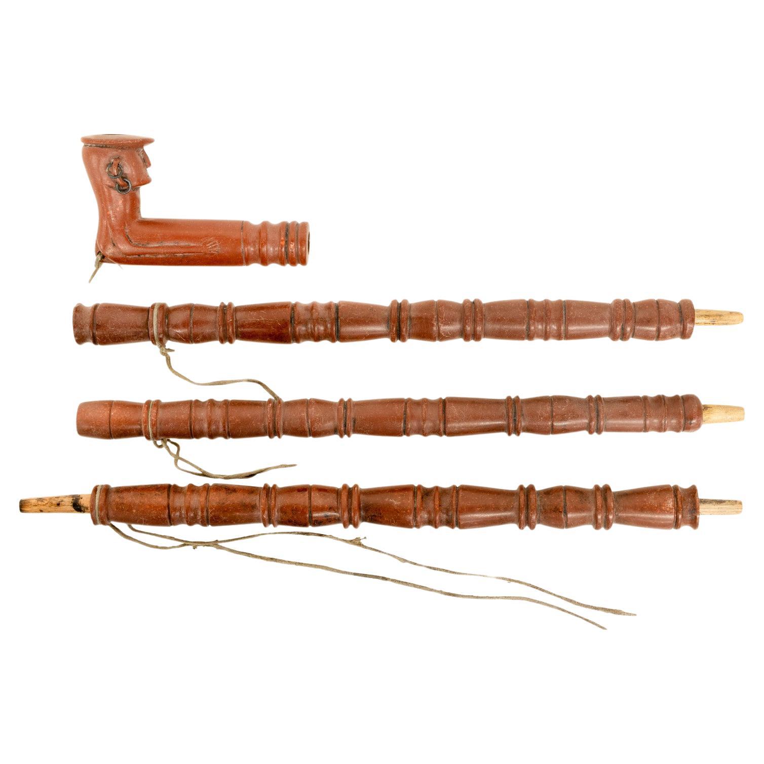 Sioux Three-Piece Pipe with Man Effigy For Sale