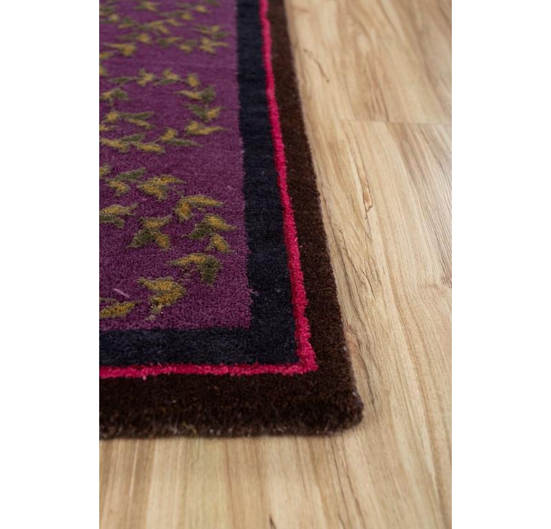 Mid-Century Modern Sipahi Light Mahogany & Dark Purple 120X270 cm Handknotted Rug For Sale