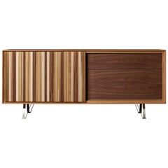 Sipario, Contemporary Sideboard Made of Cherry Wood with Sliding Door and Drawer