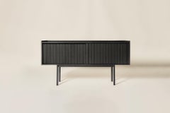 Sipario Solid Wood Sideboard, Ash in Black Finish, 2 Doors, Contemporary