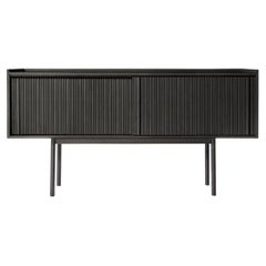 Sipario Solid Wood Sideboard, Ash in Black Finish, 2 Doors, Contemporary