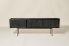 Sipario Solid Wood Sideboard, Ash in Black Finish, 3 Doors, Contemporary