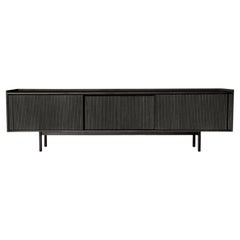 Sipario Solid Wood Sideboard, Ash in Black Finish, 3 Doors, Contemporary