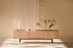 Sipario Solid Wood Sideboard, Ash in Natural Finish, 3 Doors, Contemporary