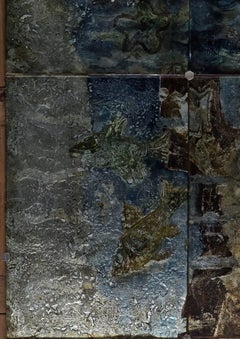 Siqueiros Glass Mural Painting Unique Piece, Mexican Muralist, 6.56 F by 11.48 F