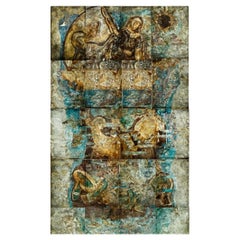 Pintura mural en vidrio de Siqueiros Pieza única, muralista mexicano, 6,56 F por 11,48 F