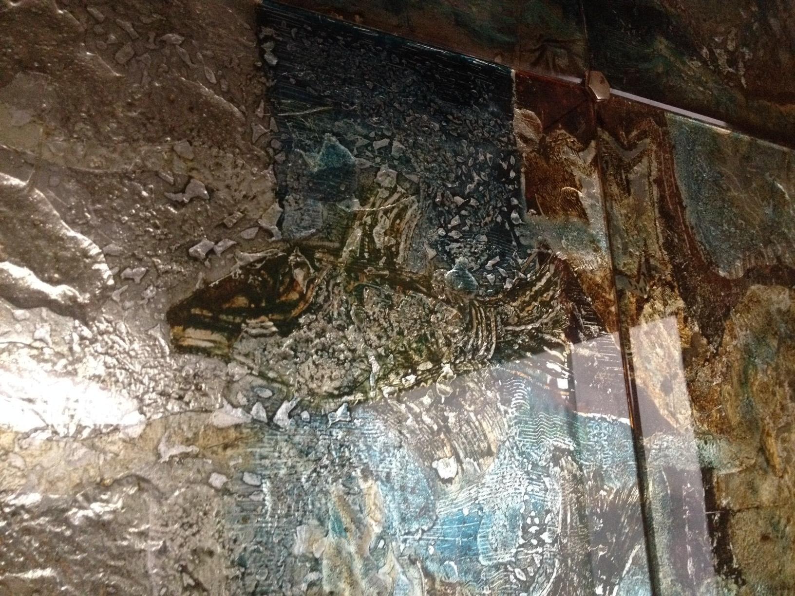 Siqueiros Glass Mural Painting Unique Piece, Mexican Muralist, 6.56 F by 11.48 F For Sale 4
