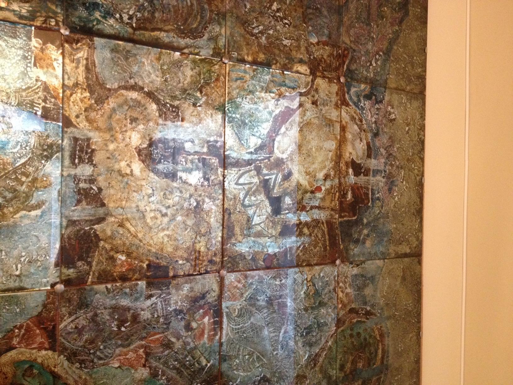 Siqueiros Glass Mural Painting Unique Piece, Mexican Muralist, 6.56 F by 11.48 F For Sale 9