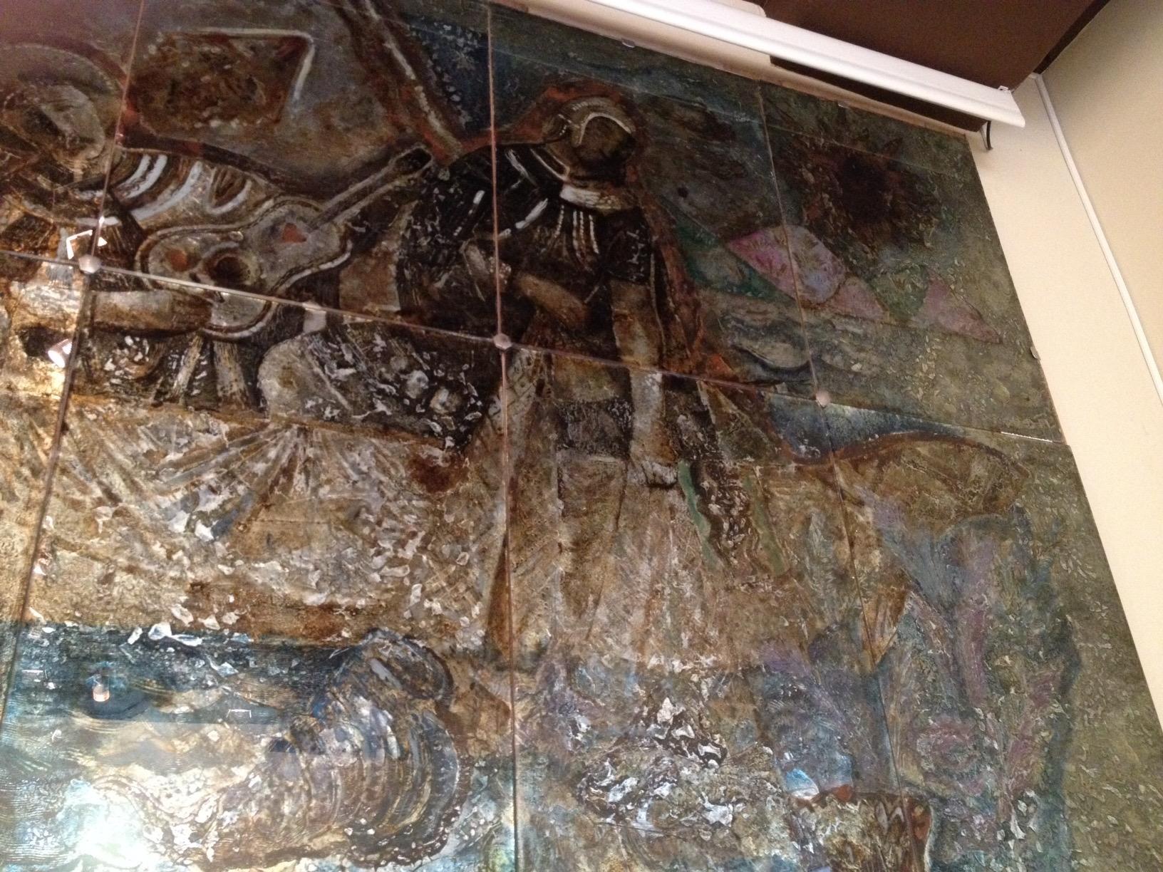 Siqueiros Glass Mural Painting Unique Piece, Mexican Muralist, 6.56 F by 11.48 F For Sale 10
