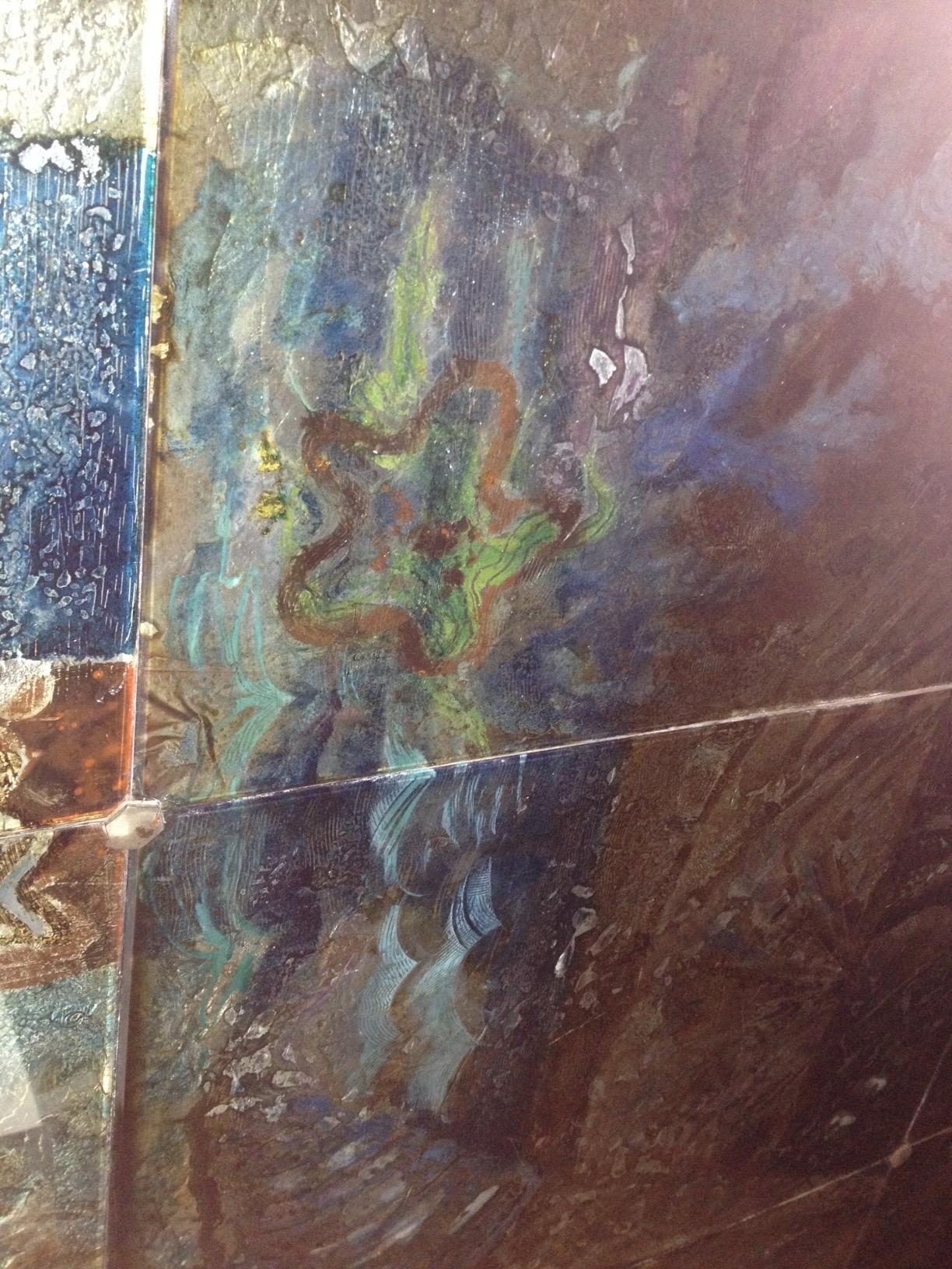 Siqueiros Glass Mural Painting Unique Piece, Mexican Muralist, 6.56 F by 11.48 F In Good Condition For Sale In Miami, FL