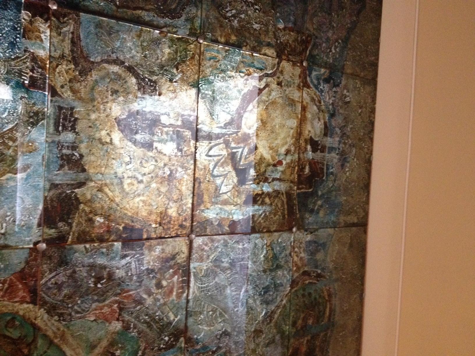 Siqueiros Glass Mural Painting Unique Piece, Mexican Muralist, 6.56 F by 11.48 F For Sale 1