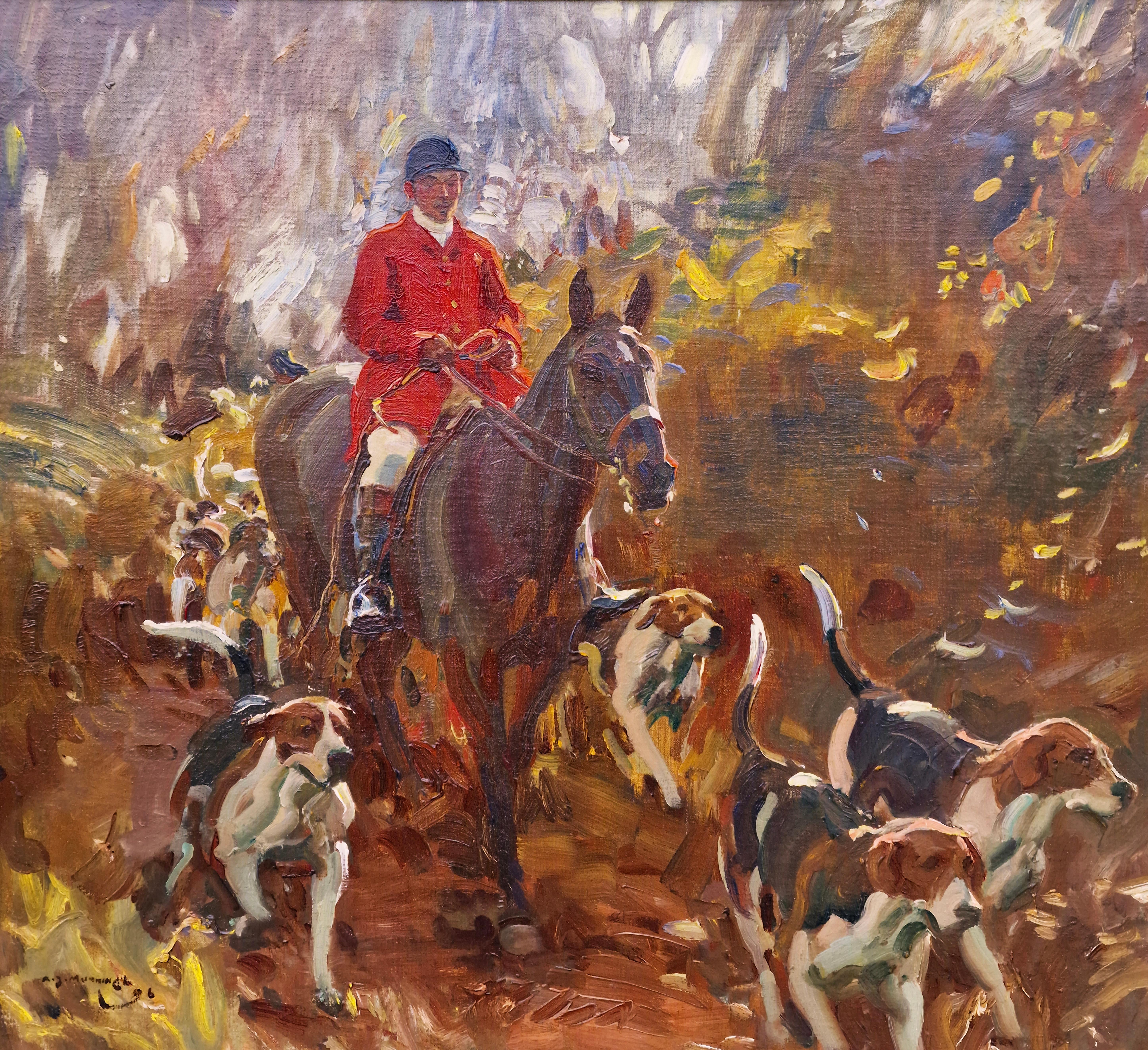 A Huntsman and Hounds, Painted in 1906 - Painting by Sir Alfred James Munnings