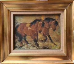 Impressionist Equine Study, Oil on Panel, The Gypsy Circus Horses