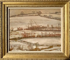 Across the River Barle: Early 20th Century Realist Oil on Board