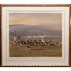 Vintage Sir Alfred Munnings Belvoir Hounds Exercising In The Park 1956 Chromolithograph