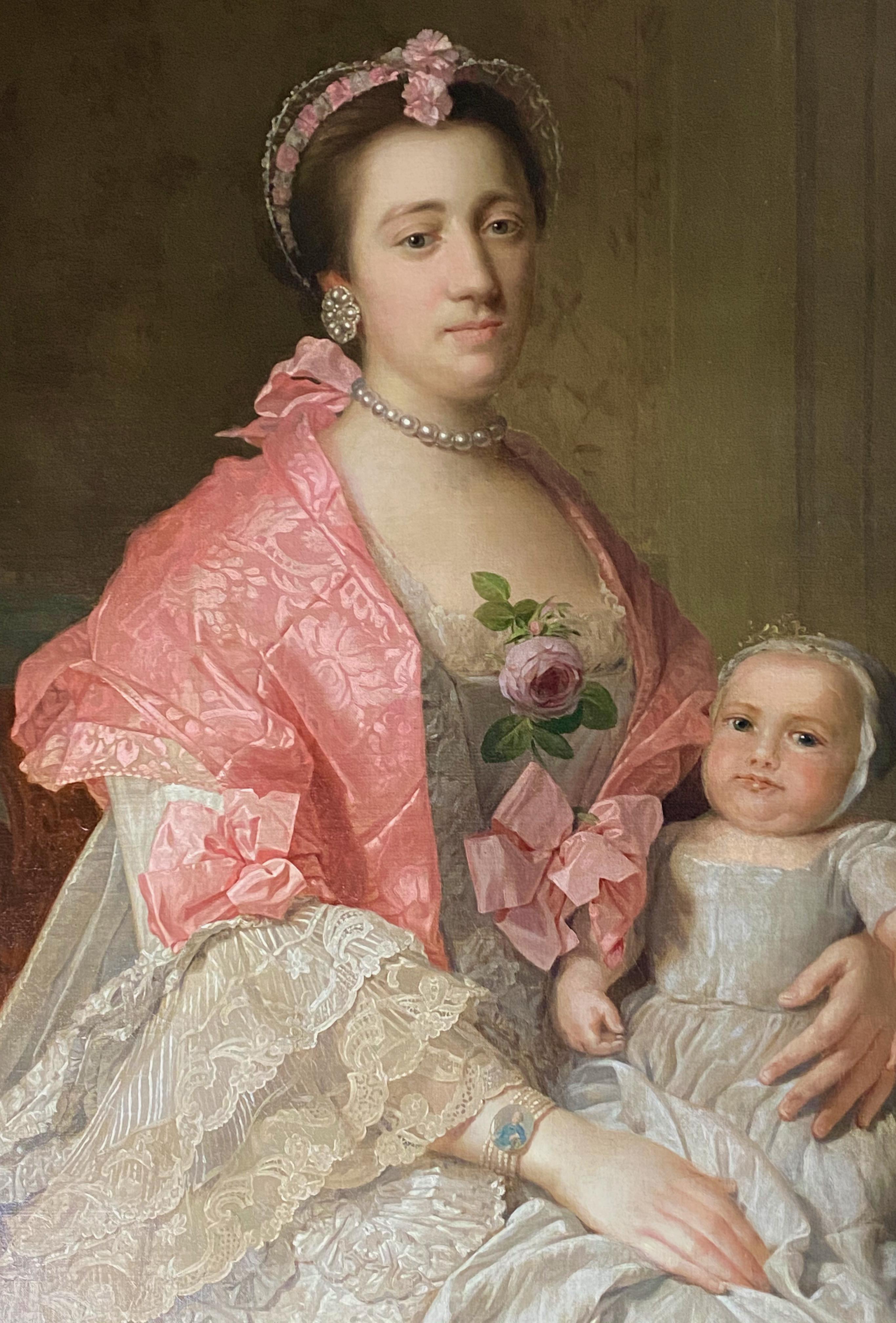 18th Century English Portrait of a Lady and her Child. For Sale 2