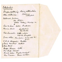 Antique Sir Arthur Conan Doyle 1920s Original Handwritten List on Envelope
