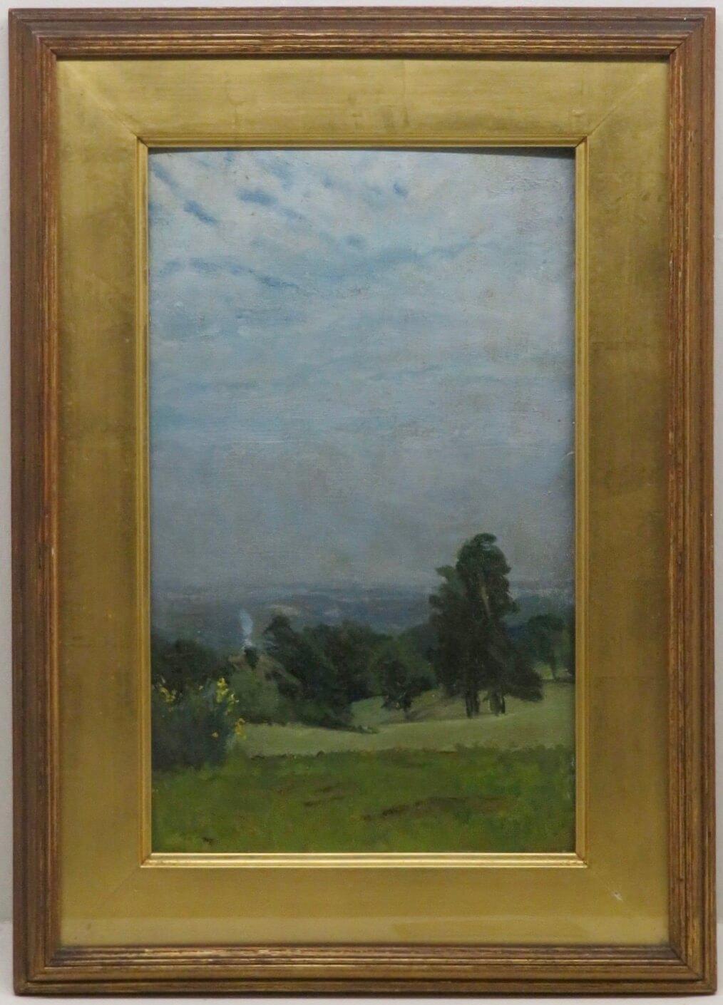 Peinture à l'huile impressionniste originale English Antique LANDSCAPE NUTLEY EAST SUSSEX