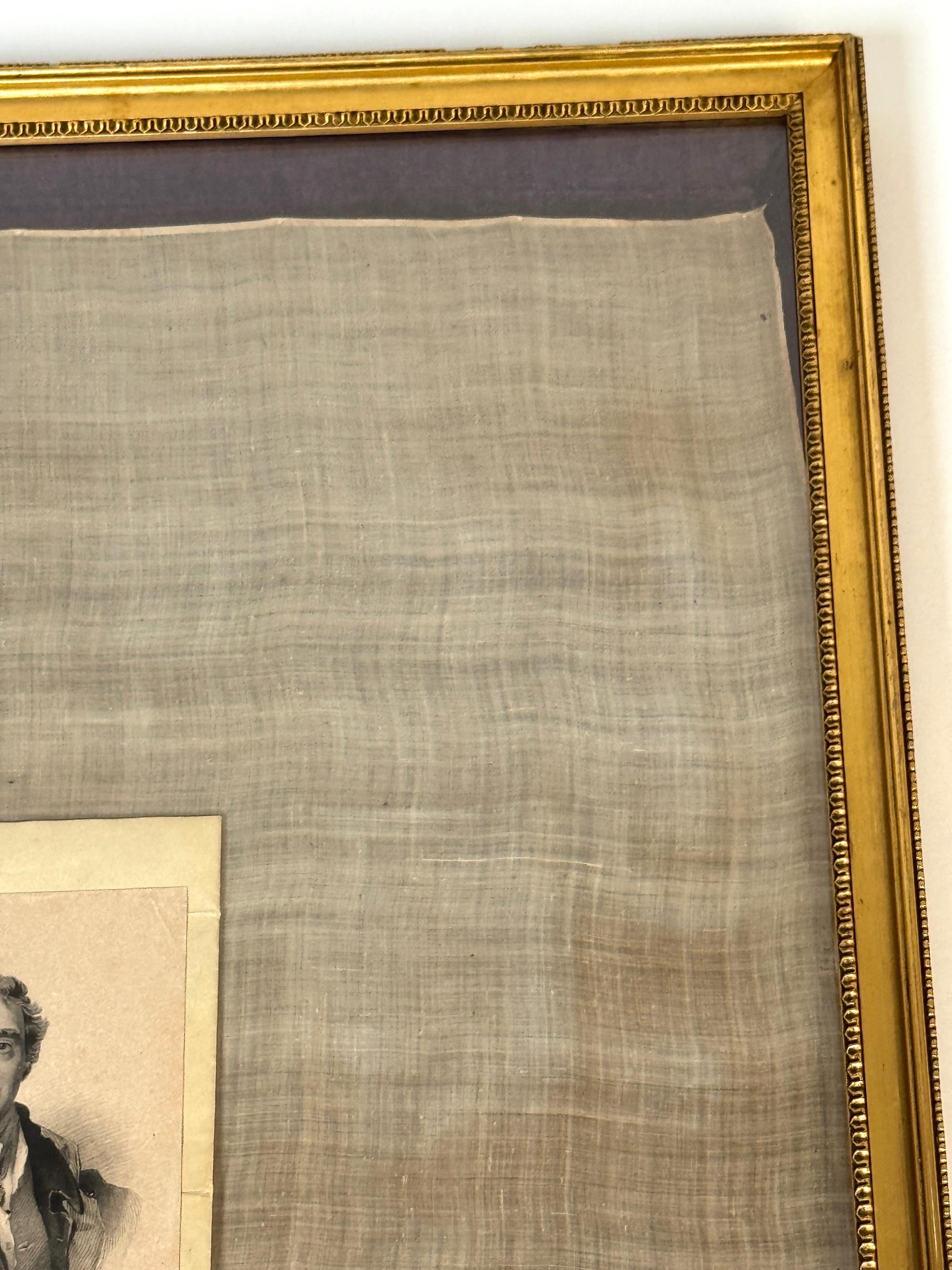 Soie Mouchoir en soie de Sir Arthur Wellington, 1er duc de Wellington, encadré en vente