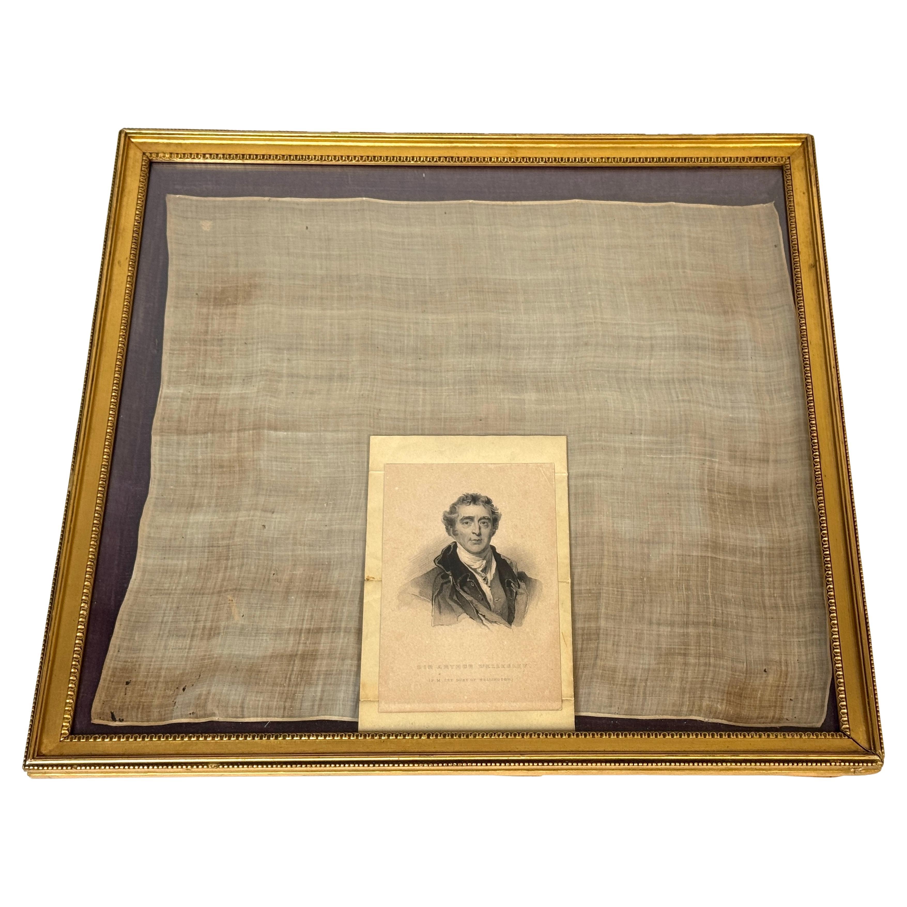 Mouchoir en soie de Sir Arthur Wellington, 1er duc de Wellington, encadré en vente