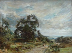 Glimpse of the Sea - Scottish 1915 art Impressionist landscape oil painting