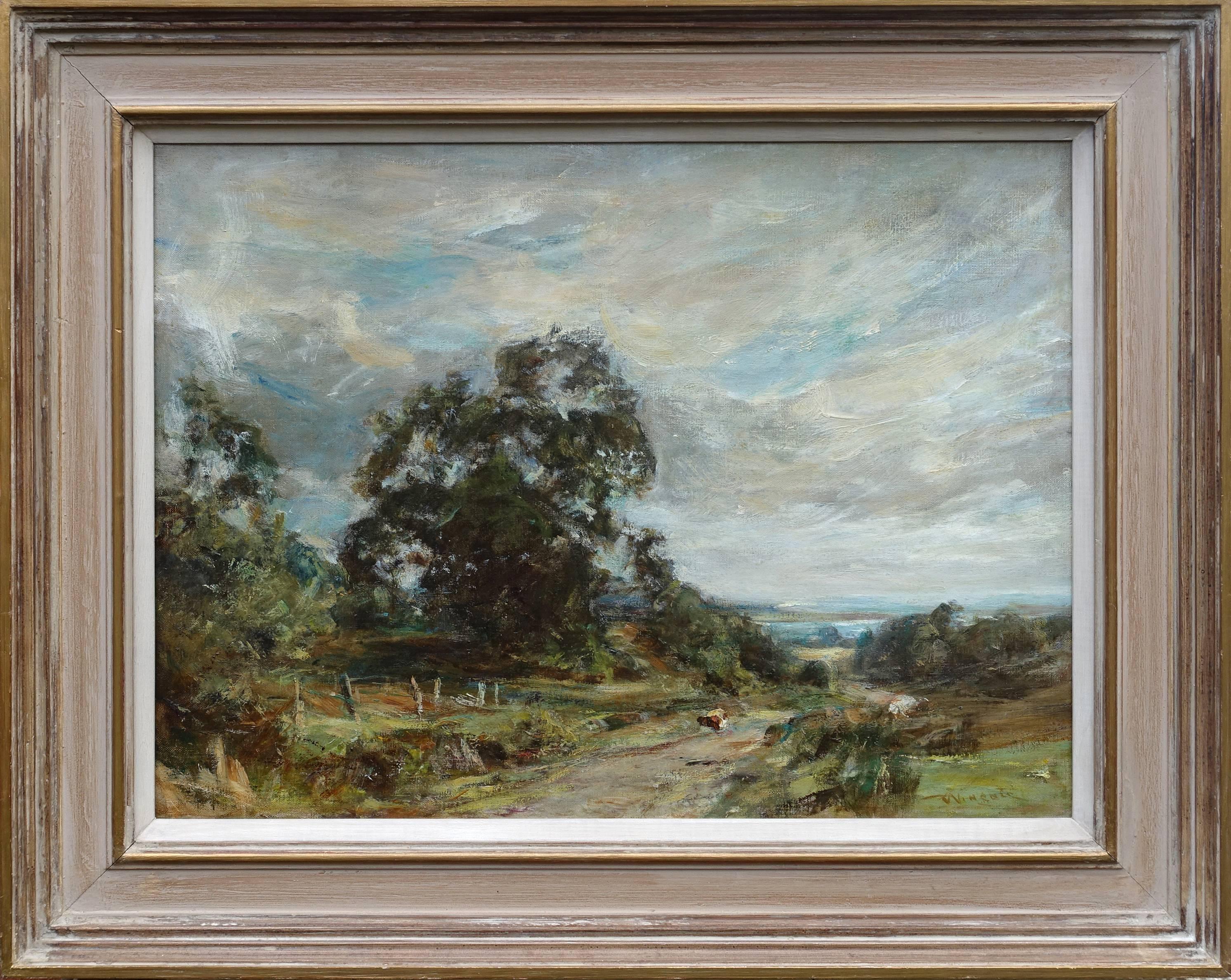 Sir Charles James Lawton Wingate Landscape Painting - Glimpse of the Sea - Scottish 1915 art Impressionist landscape oil painting 