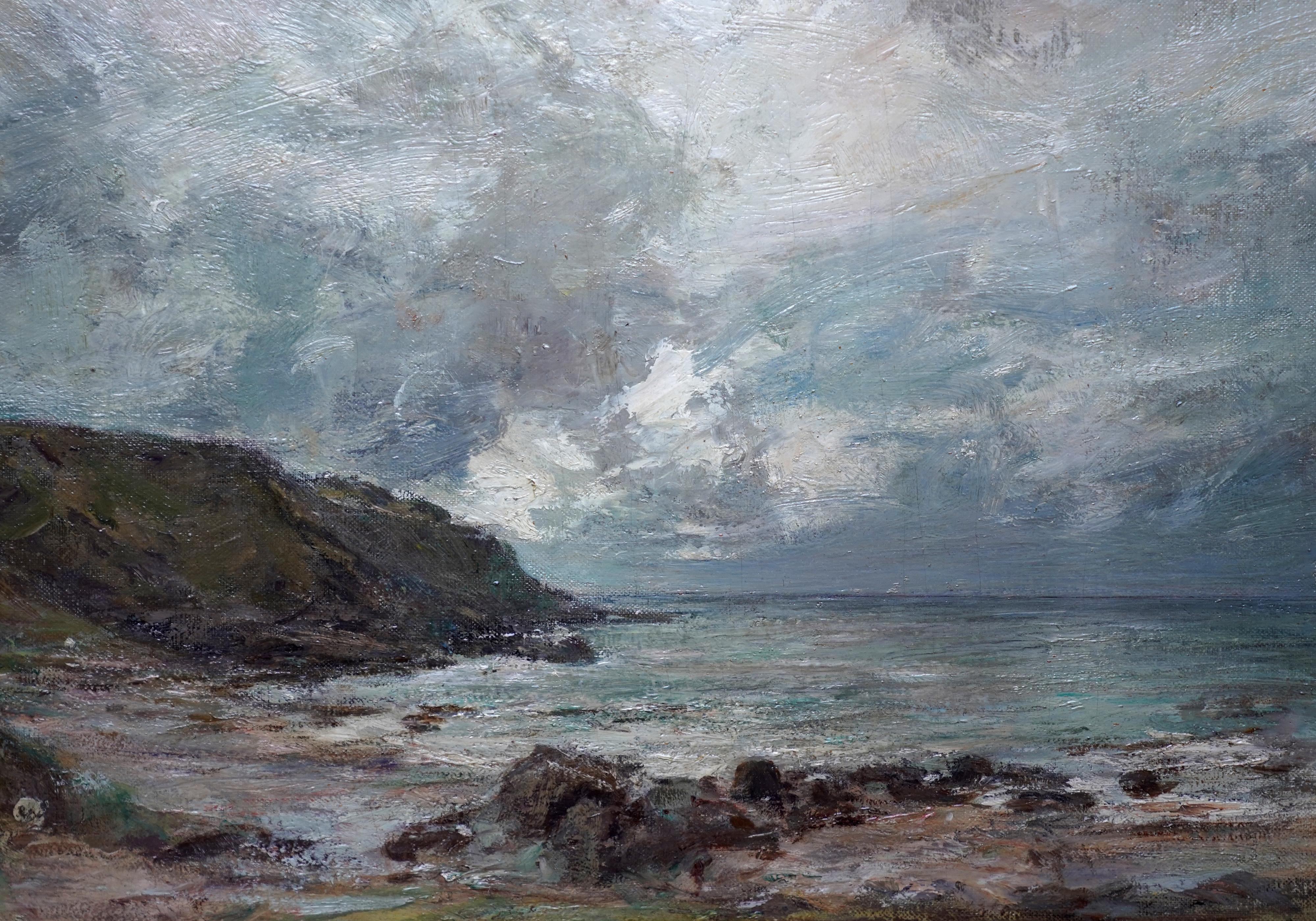 An original oil by Sir James Lawton Wingate President of The Royal Scottish Academy. This painting shows Wingate depicting a windswept seascape at Machrihanish. A super Scottish Impressionist view.  Painted circa 1915 when he was painting these