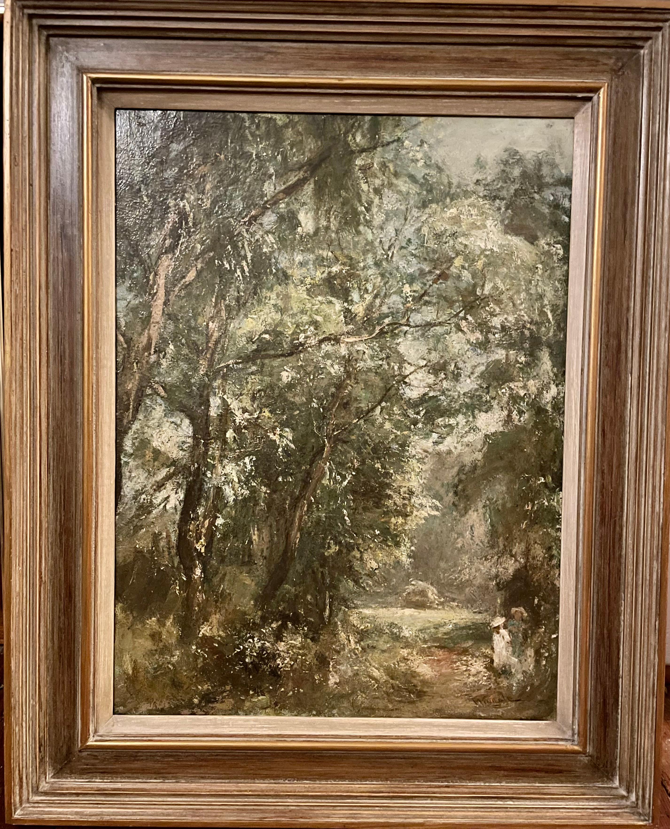 Path Through Willow Trees, Été - Impressionnisme Painting par Sir Charles James Lawton Wingate