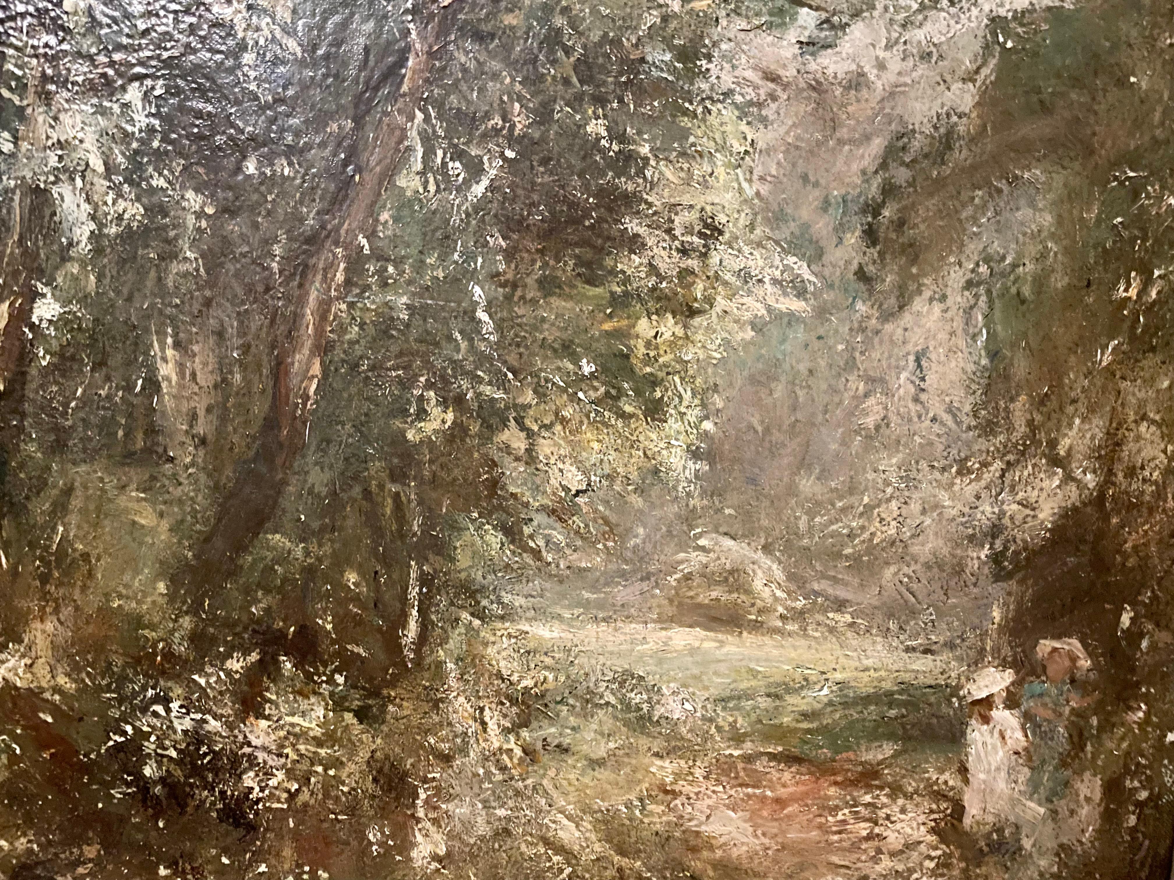 Path Through Willow Trees, Été - Marron Landscape Painting par Sir Charles James Lawton Wingate