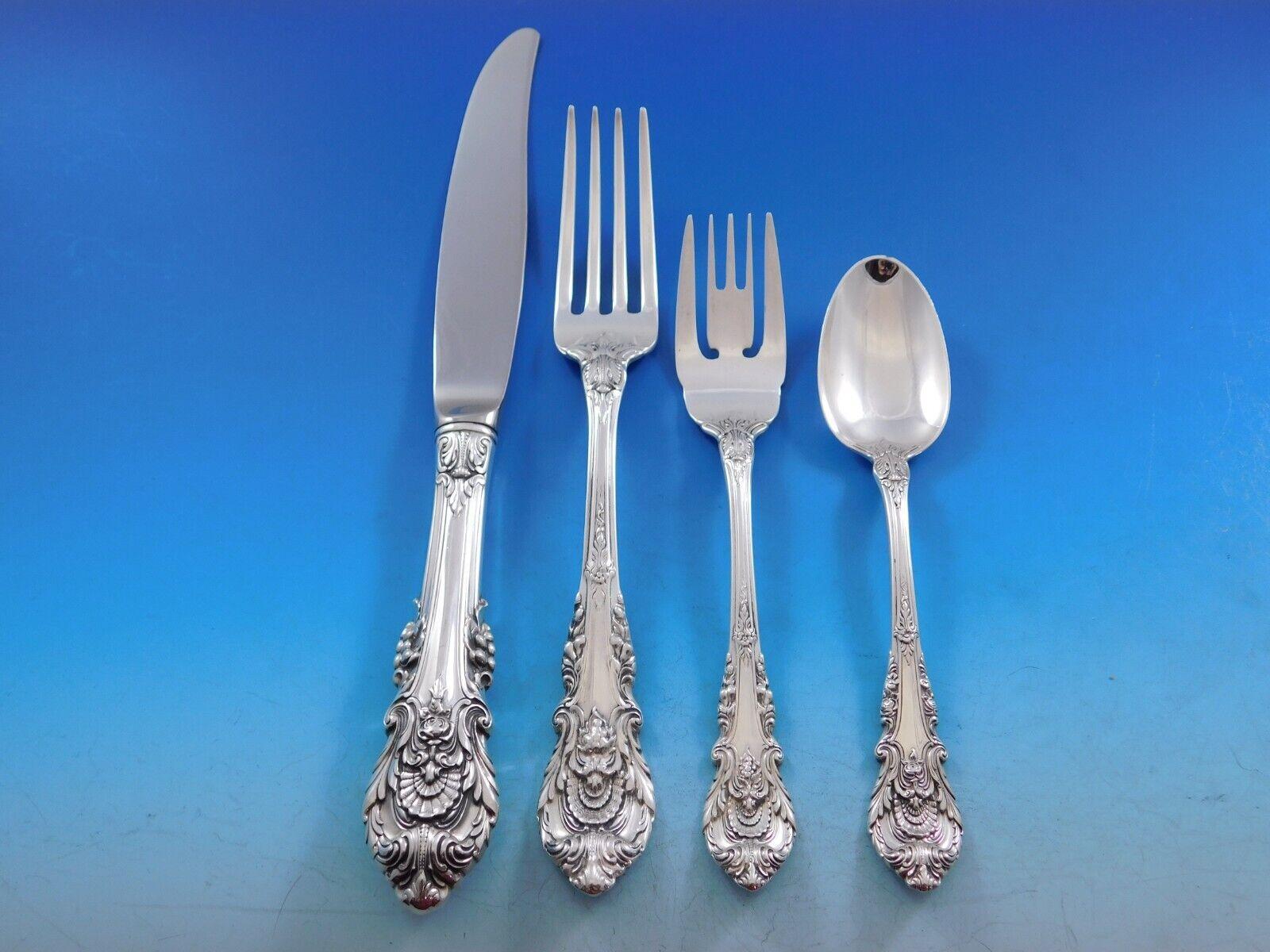 Sir Christopher by Wallace Ensemble de couverts en argent sterling 12 Service 65 Pcs Dîner Excellent état - En vente à Big Bend, WI