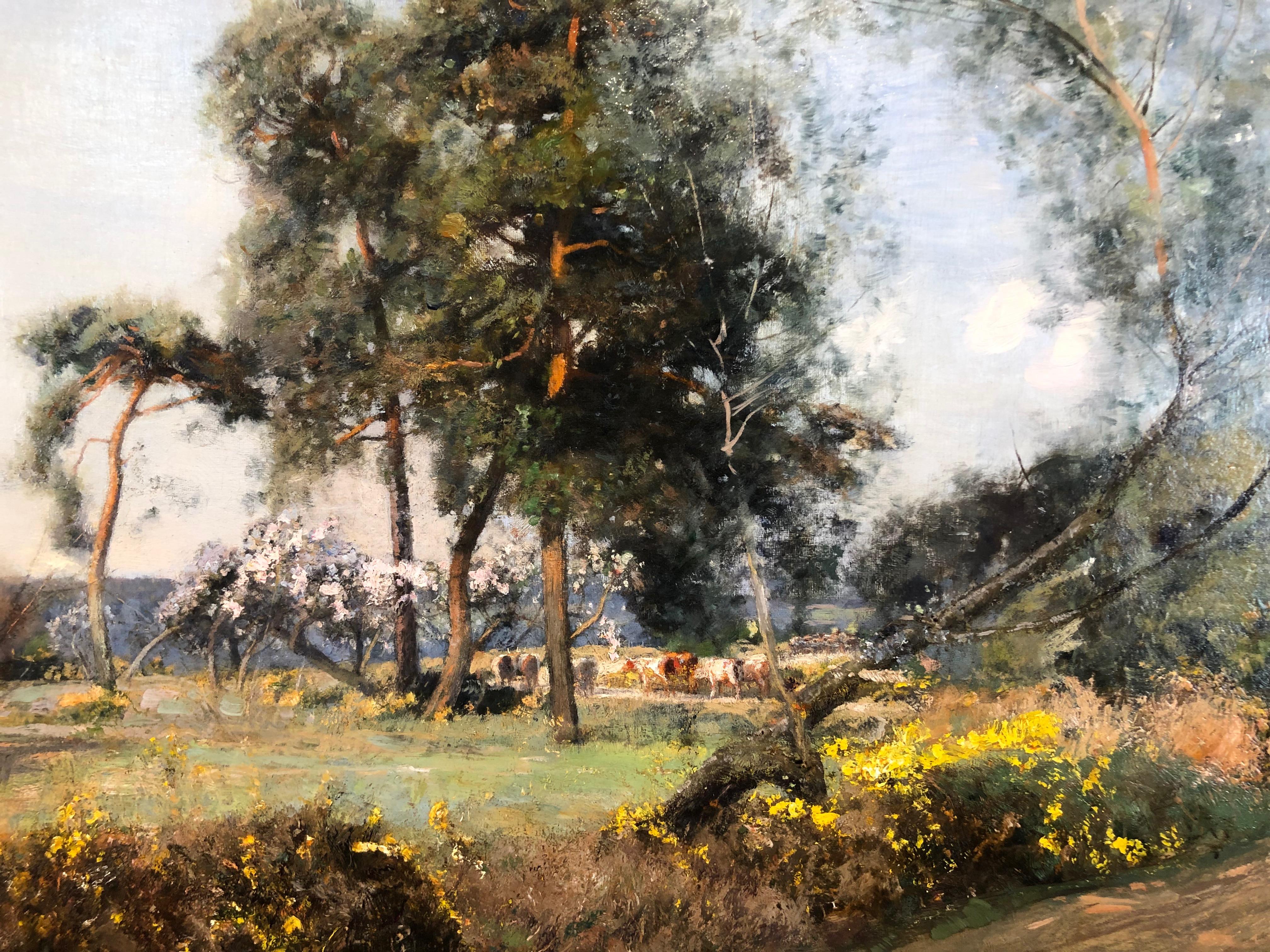 Cattle In The Glade - LRural Landscape Oil On Canvas By Sir David Murray R.A.  For Sale 2