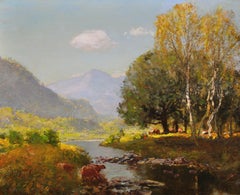 River Tay:: Écosse. Peinture à l'huile écossaise originale de Sir David Murray datant des années 1880 environ