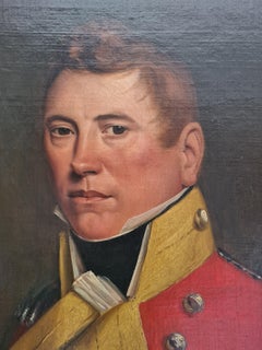 18th Century Oil on Canvas Portrait, Major Alexander Brown in Military Uniform.