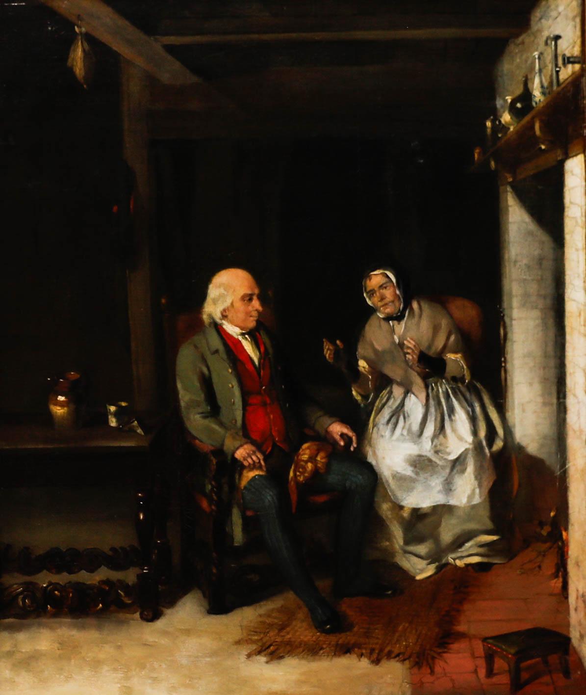 Cercle de David Wilkie (1785-1841) - Huile, Conversation By The Fire - Painting de Sir David Wilkie