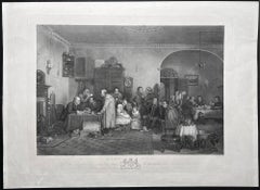 Rent Day, englischer antiker Kupferstich nach Sir David Wilkie