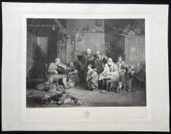 The Blind Fiddler, English antique engraving after Sir David Wilkie