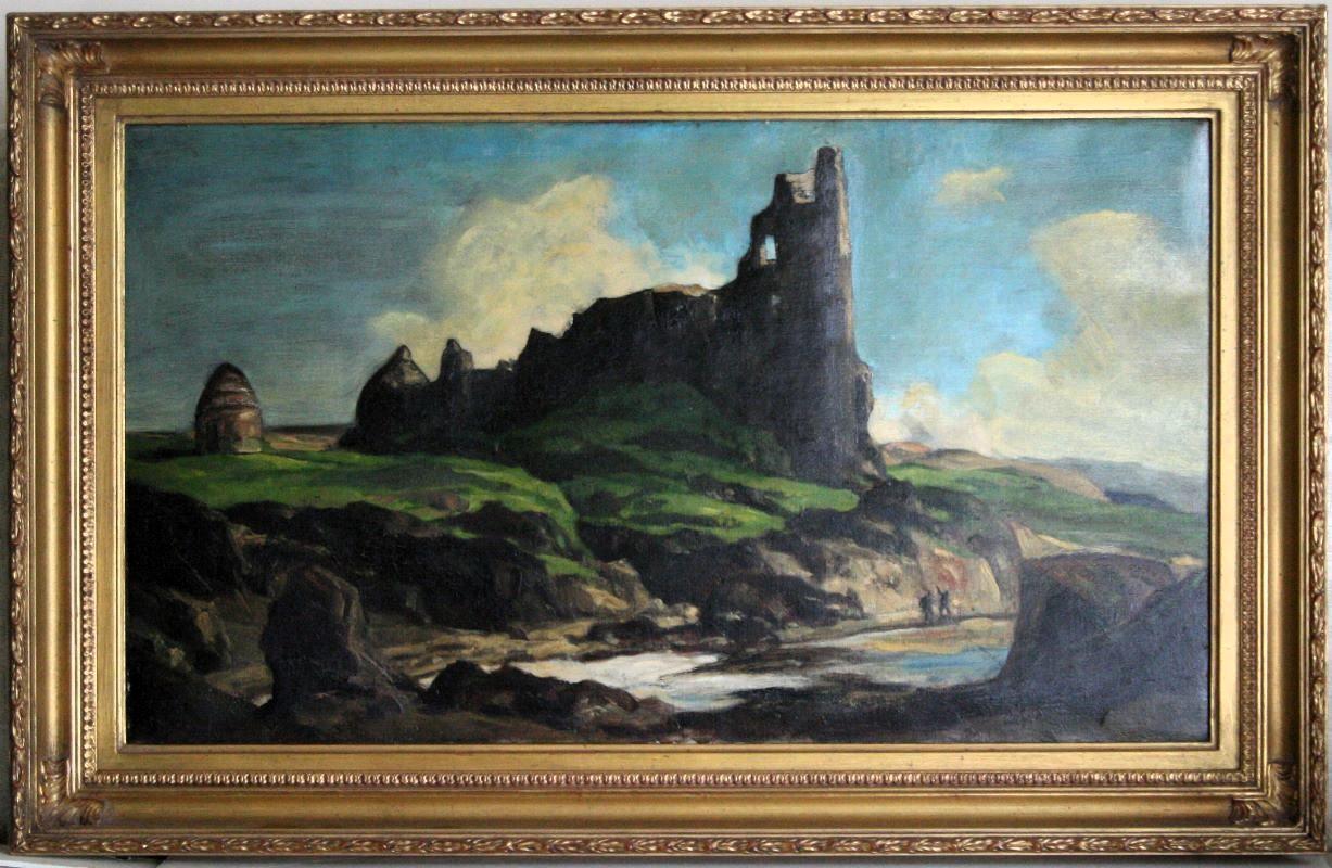 Sir David Young Cameron, R.A. Landscape Painting - Dunure Castle
