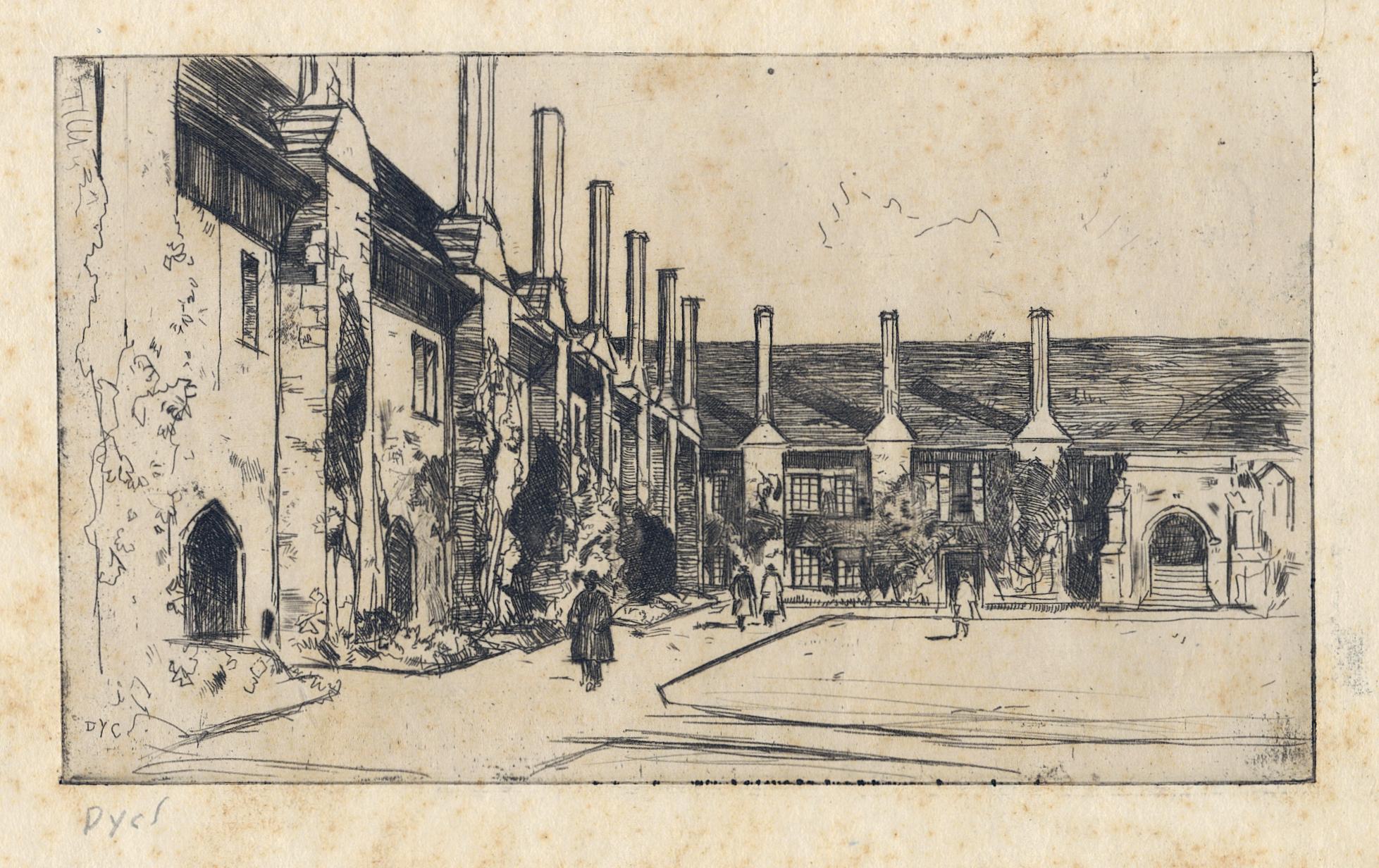 Sir David Young Cameron, R.A. Landscape Print – Gewächshäuser, St. Cross