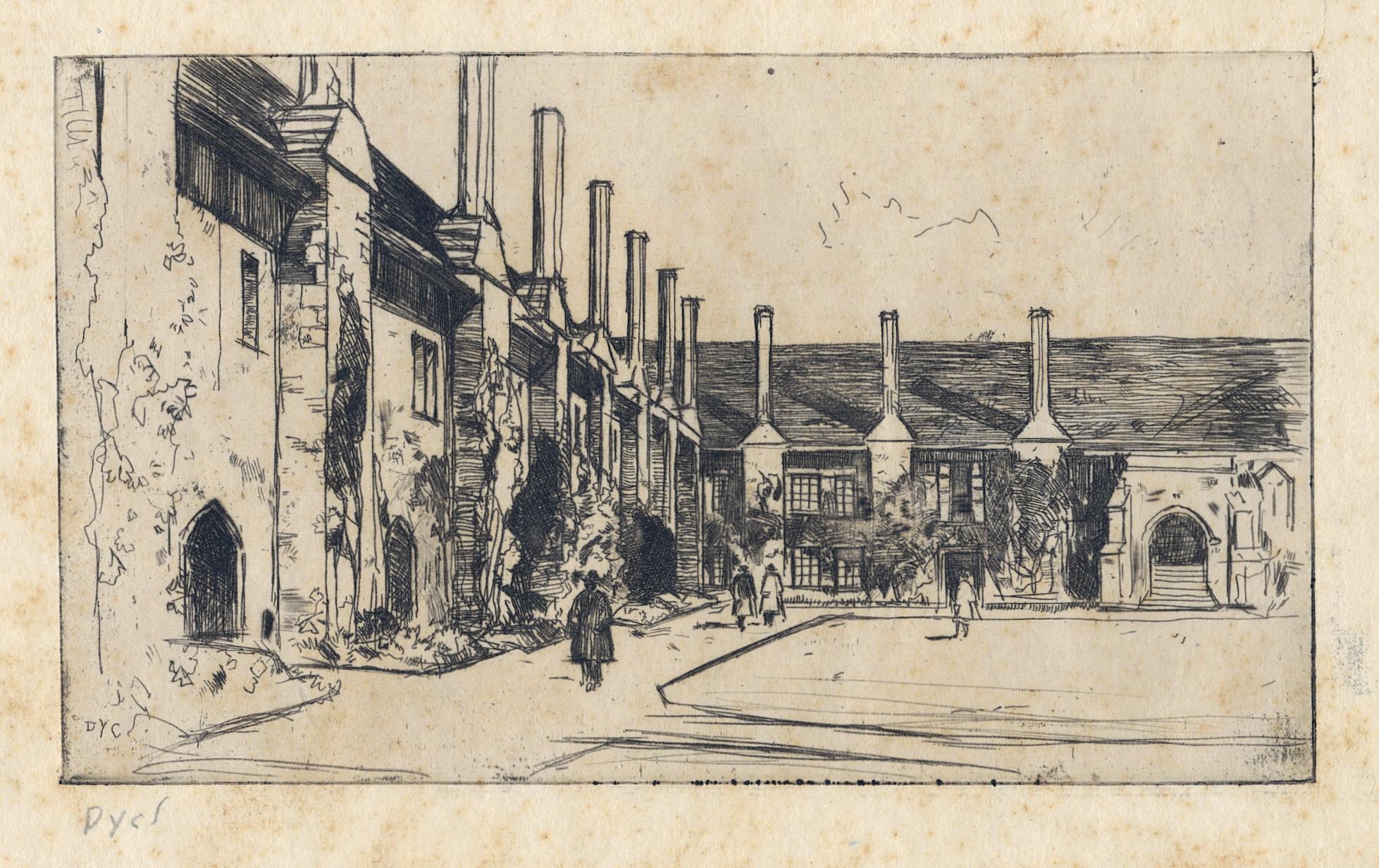 Landscape Print de Sir David Young Cameron, R.A. - Casas de beneficencia, St. Cross