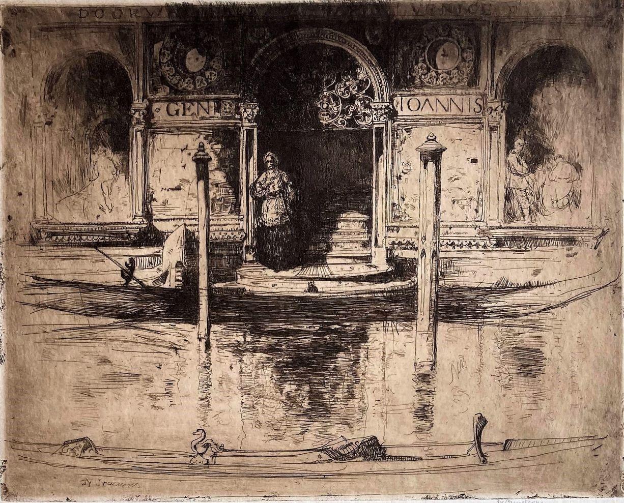 Sir David Young Cameron, R.A. Figurative Print - The Palace Doorway (Palace of Joannis Darius)
