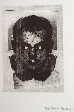 Vintage Head, self portrait, etching 6/20, dated 1996 by Sir Eduardo Paolozzi 