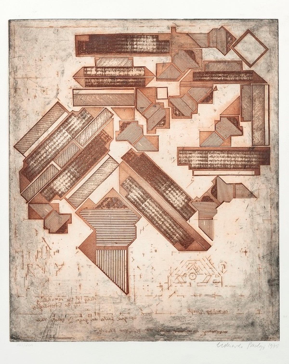 Sir Eduardo Paolozzi Abstract Print - Tribute to Michelangelo - Original Etching 1975