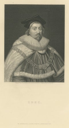 Sir Edward Coke, English Jurist and Lord Chief Justice, Engraved Portrait