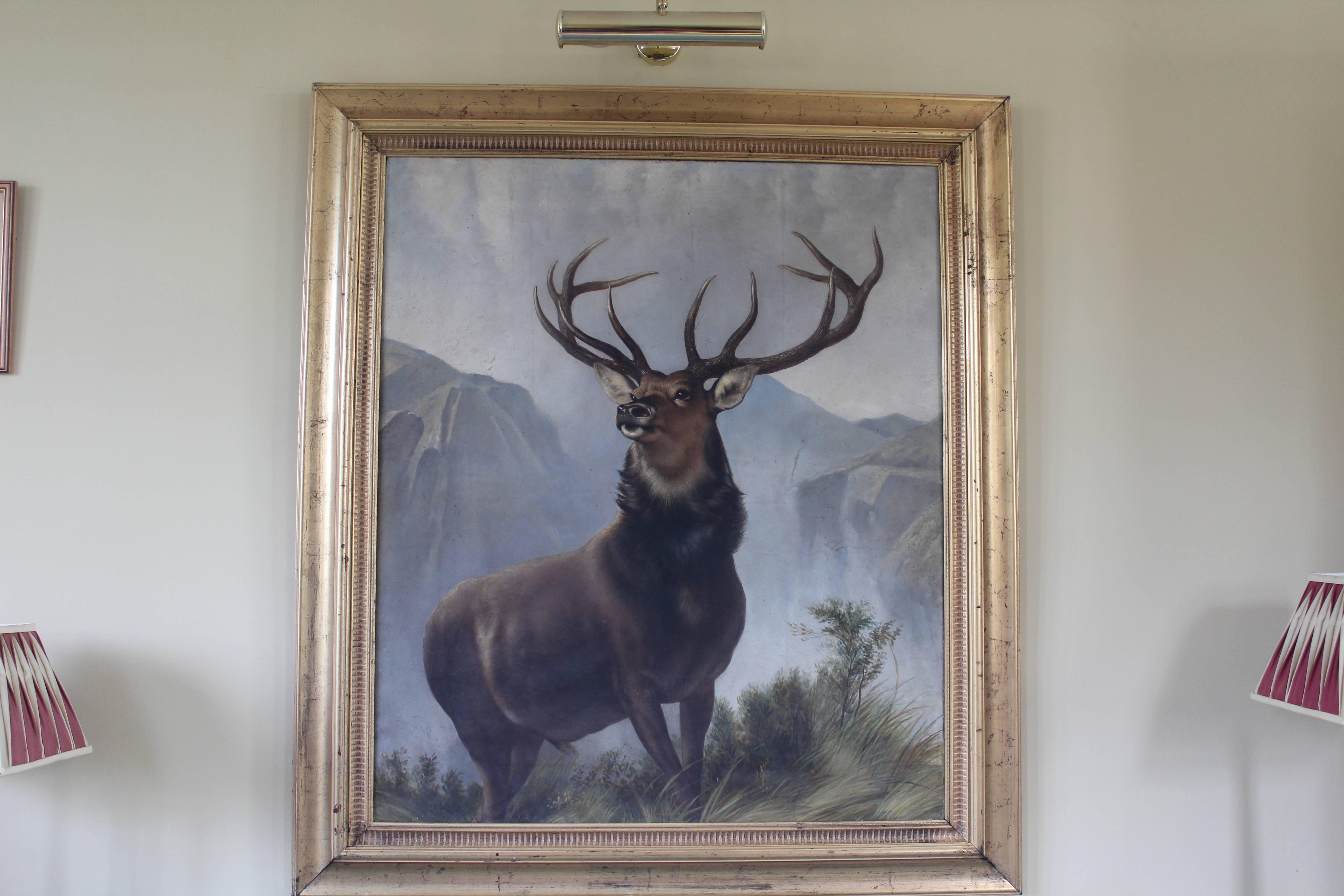 antique oil painting victorian oil painting landseer deer stag monarch of glen - Painting by Sir Edwin Henry Landseer