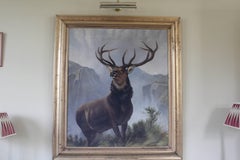 antique oil painting victorian oil painting landseer deer stag monarch of glen