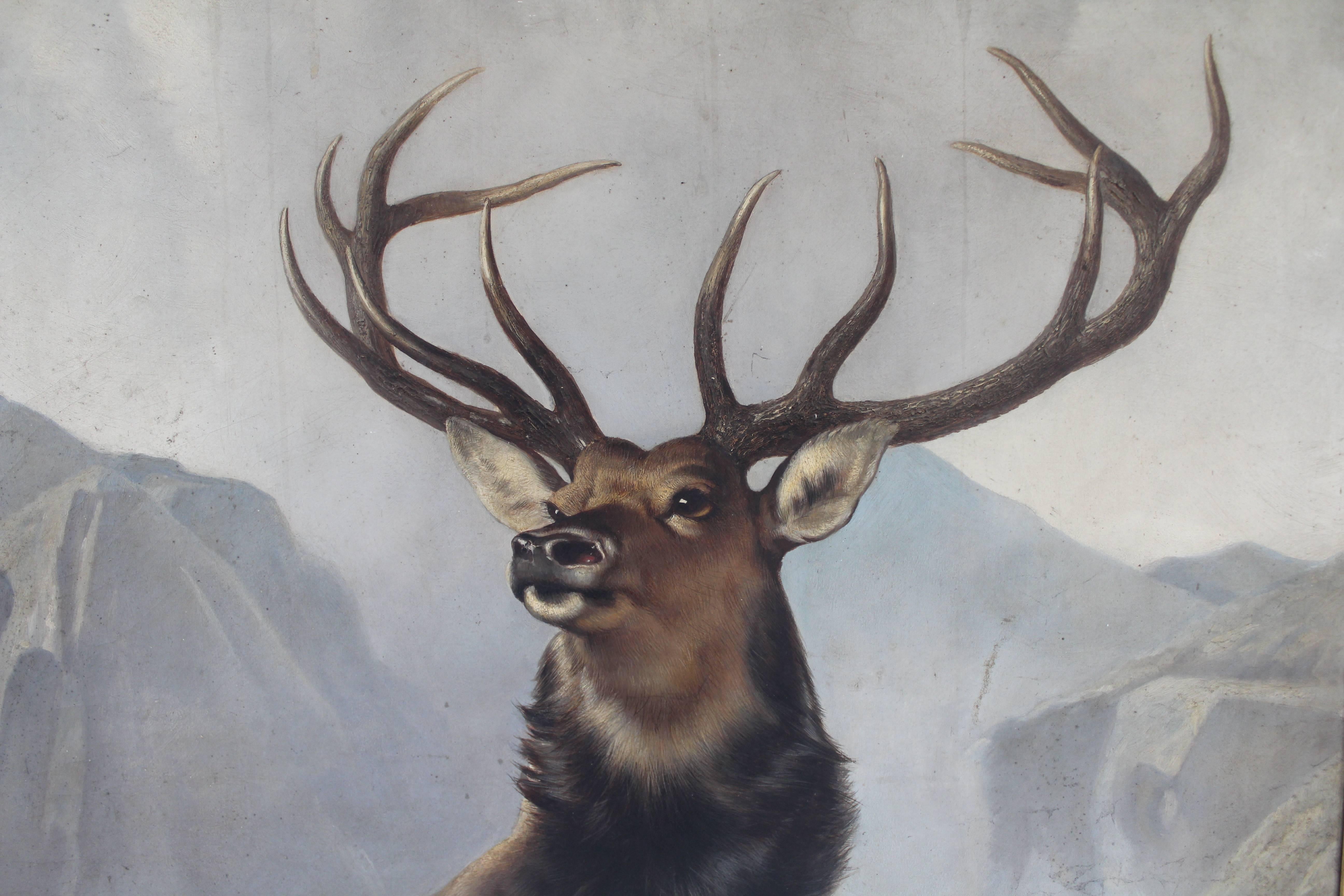 Sir Edwin Henry Landseer Landscape Painting - antique oil painting victorian oil painting landseer deer stag monarch of glen