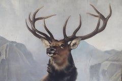 antique oil painting victorian oil painting landseer deer stag monarch of glen